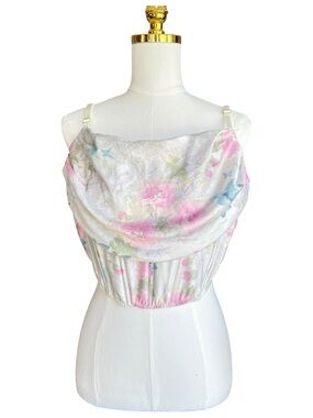 Victoria's Secret Very Sexy Satin Draped Corset Top XXL Delicate Garden NWT